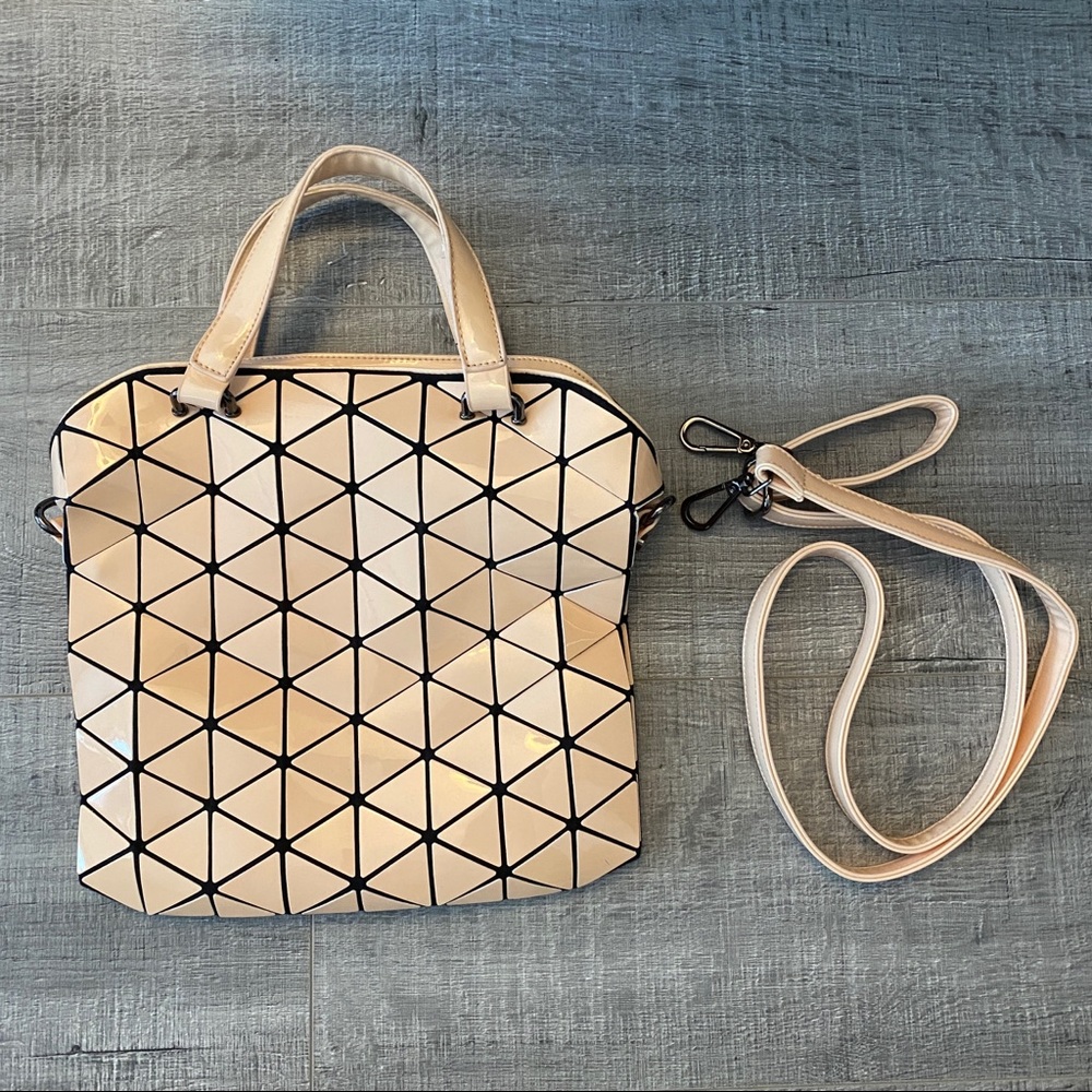 Geometric Peach Colored Handbag